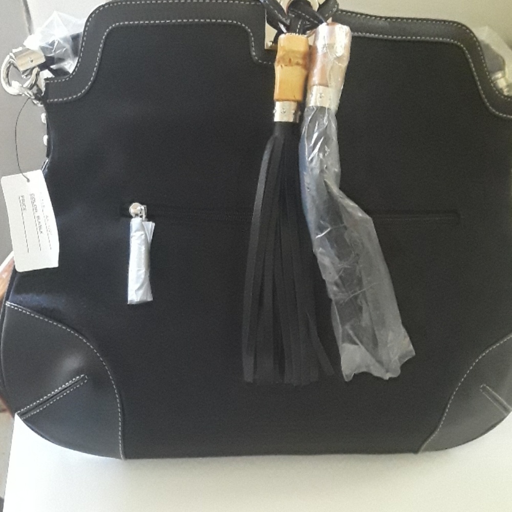 Women's Black Jacquard Handbag